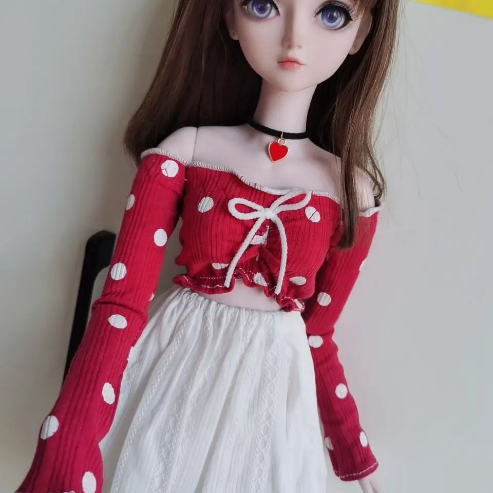

60cm Doll Dress for 1/3 Bjd Doll Clothes Long Sleeved Off Shoulder Diy Girl Toys Skirt Set Dress Up Doll Accessories (no Doll)