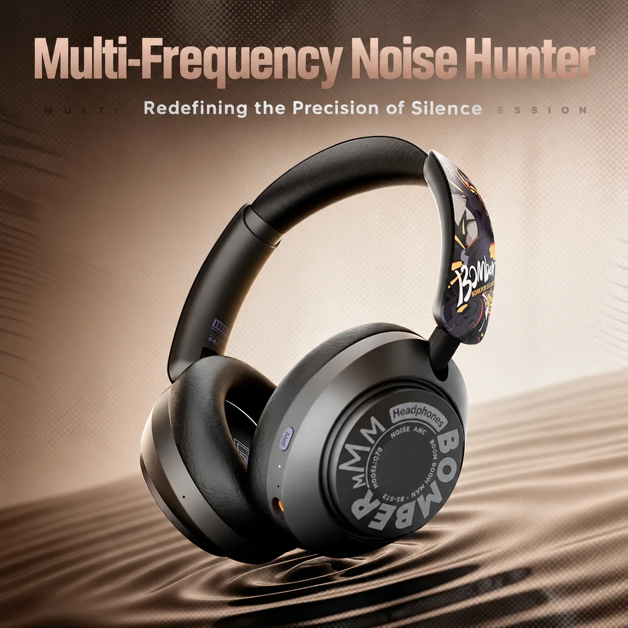 GamingHeadset BluetoothHeadphones ANC Over-Ear 52dBANC 40mmDriver 15msLowLatency HiFiSound TransparencyMode APP 5-Mic forMusic