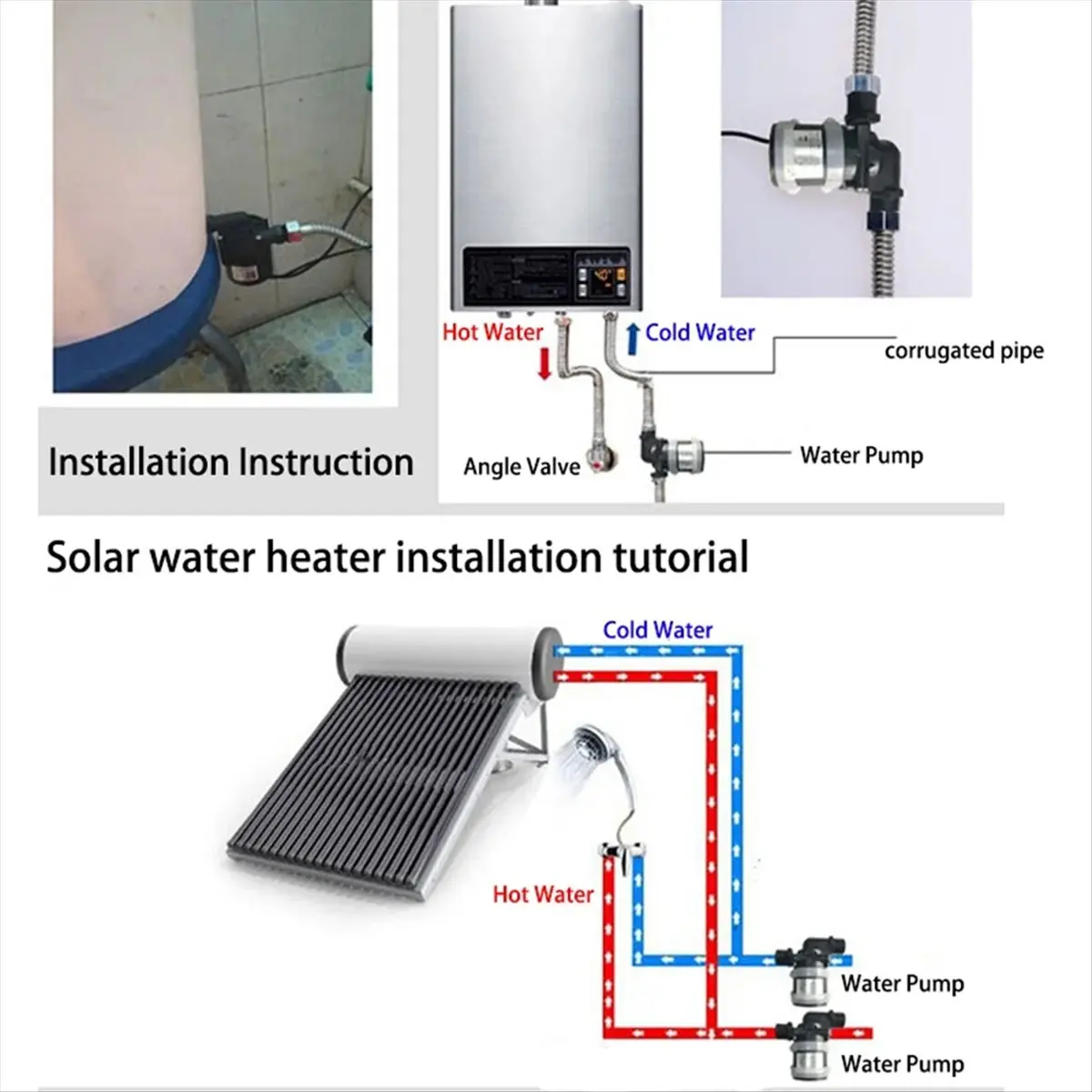 Reliable- DC6V-12V DC Brushless Water Pump 900L/H Silent 4 Points Threaded Solar Water Heater Shower Floor Heating Booster Pump