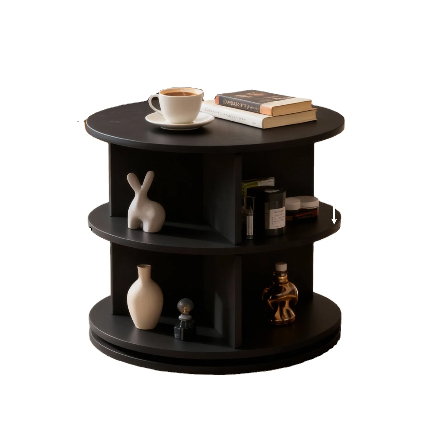 The shoe rack can be rotated 360 degrees and is equipped with a movable multi-layer storage rack.