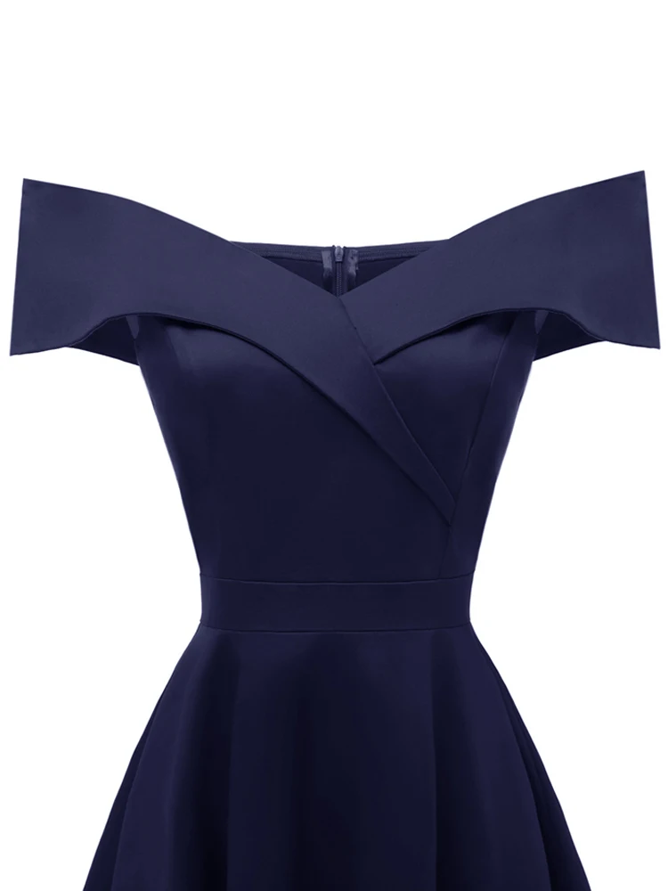Tonval Vintage Off the Shoulder Party Sexy Evening Birthday Dresses Prom Elegant Women Fit and Flare Cotton Dress