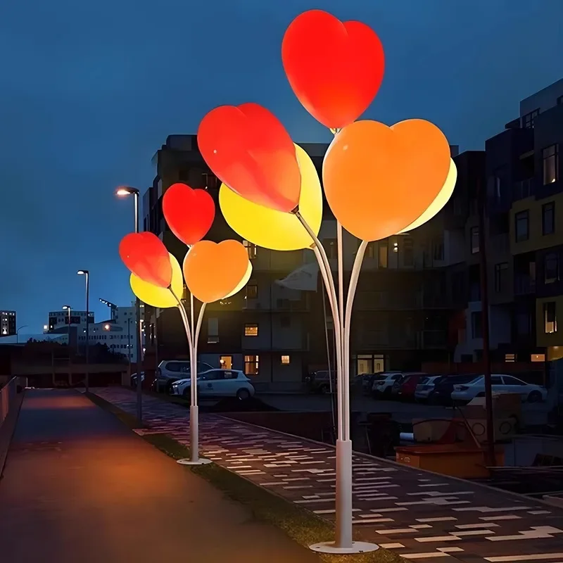 Landscape lighting: solar heart-shaped lights, park plazas, lawns, ground sliding decorative lights