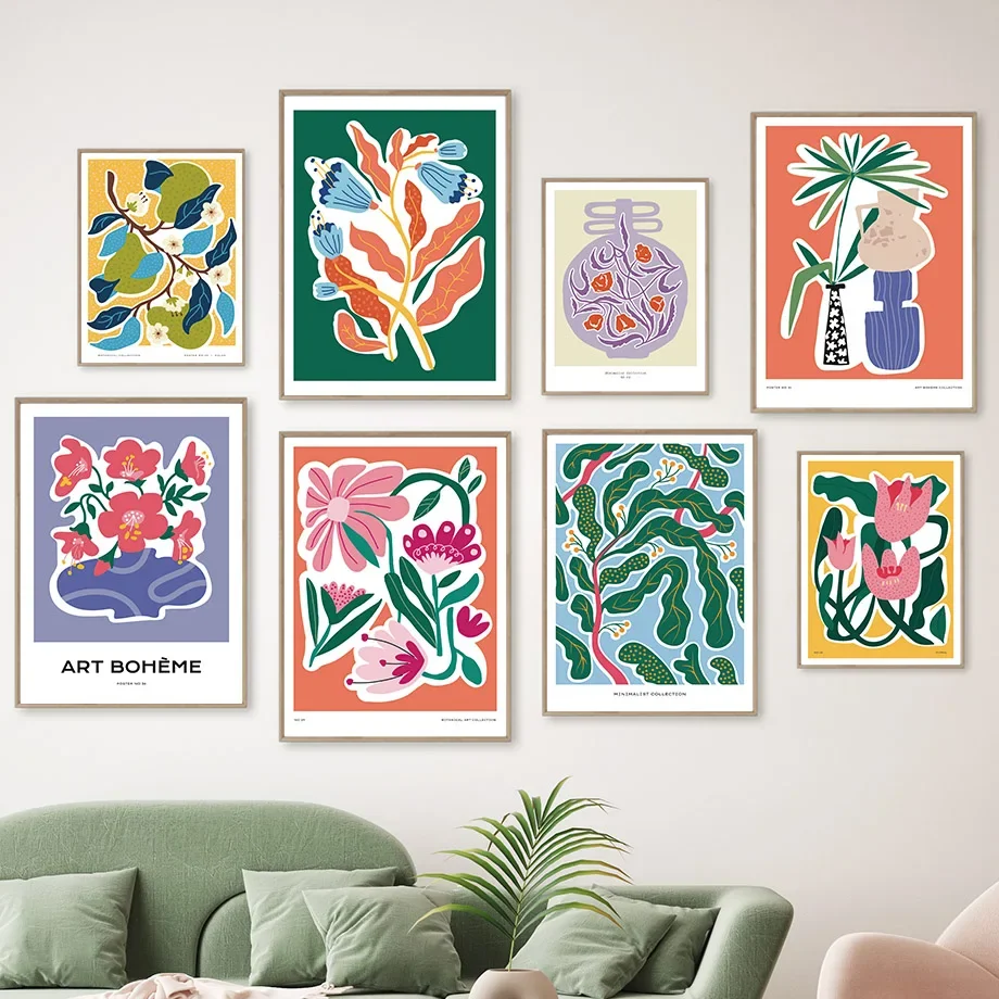 

Minimalist Botanical Floral Collection Vase Abstract Wall Art Print Nordic Pictures For Living Room Decor Poster Canvas Painting