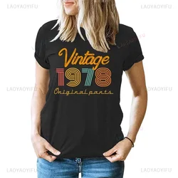 Vintage 1978 Letter Print T Shirt Women Cotton Short-sleeved Birthday Gift Tops Fashion Summer Tee Unisex Harajuku Streetwear