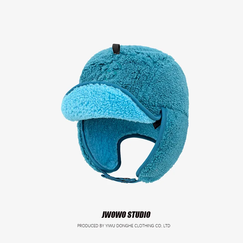 Winter Flower Embroidery Lambskin Hat Outdoor Warm Ear Protector for Flying Thick Casual Winter Hat Cycling Outdoor Activities