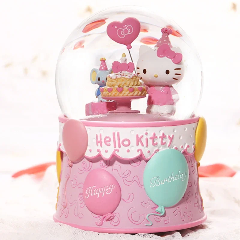 

Sanrio Character Family Series Crystal Ball Music Box Hellokitty Kuromi Music Box Handicraft Home Decor Items Girl Birthday Gift