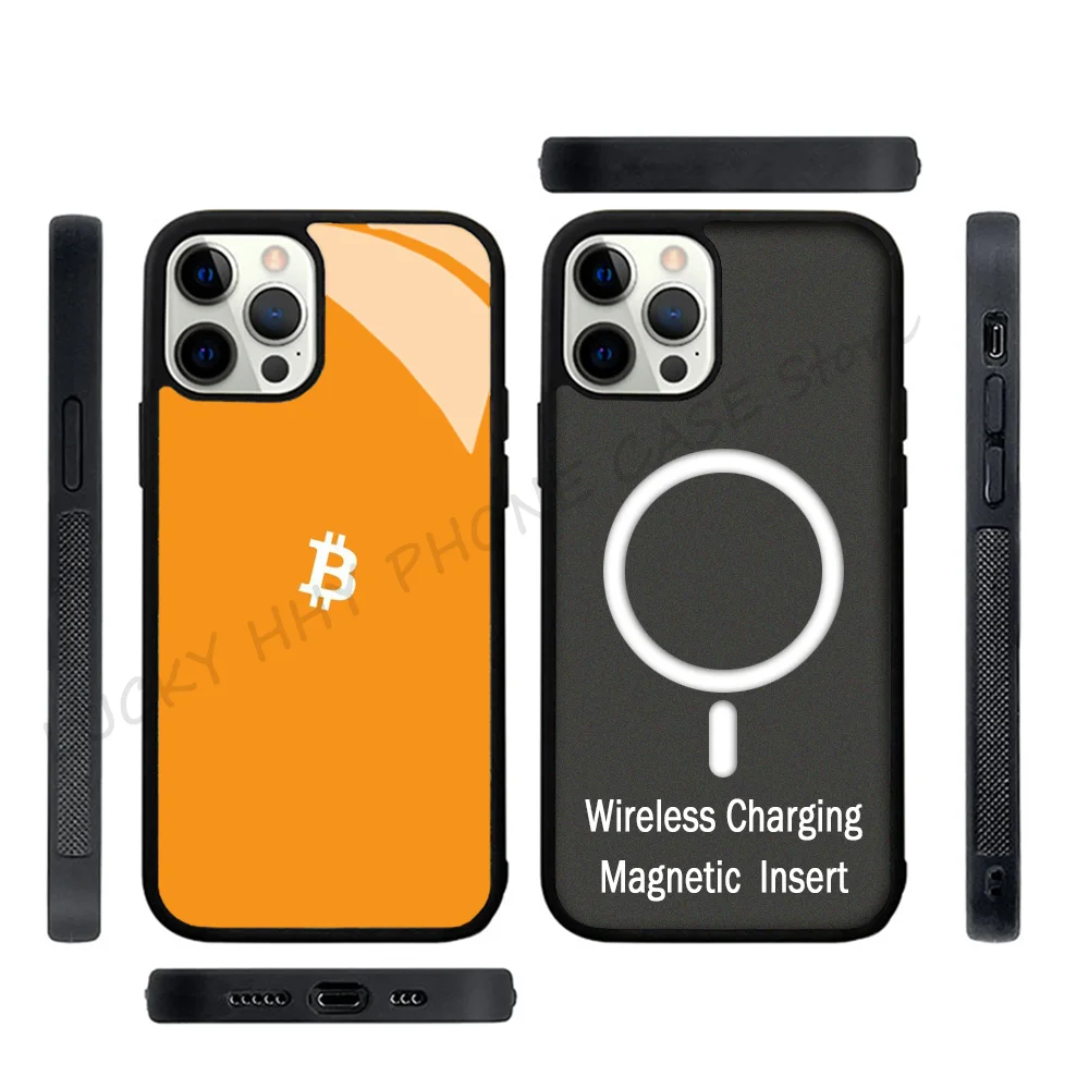 

Phone Case Strong Magnetic For IPhone 15 14 13 Pro Max 11 12 Mini B-Bitcoins For Magsafe