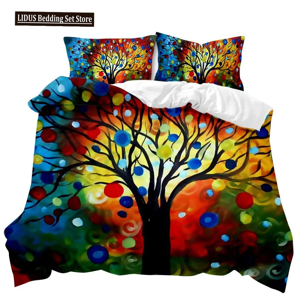 

Tree Duvet Cover Bohemian Forest Happiness Tree Comforter Cover Bedding Set Twin Double Queen King Size Polyester Qulit Cover