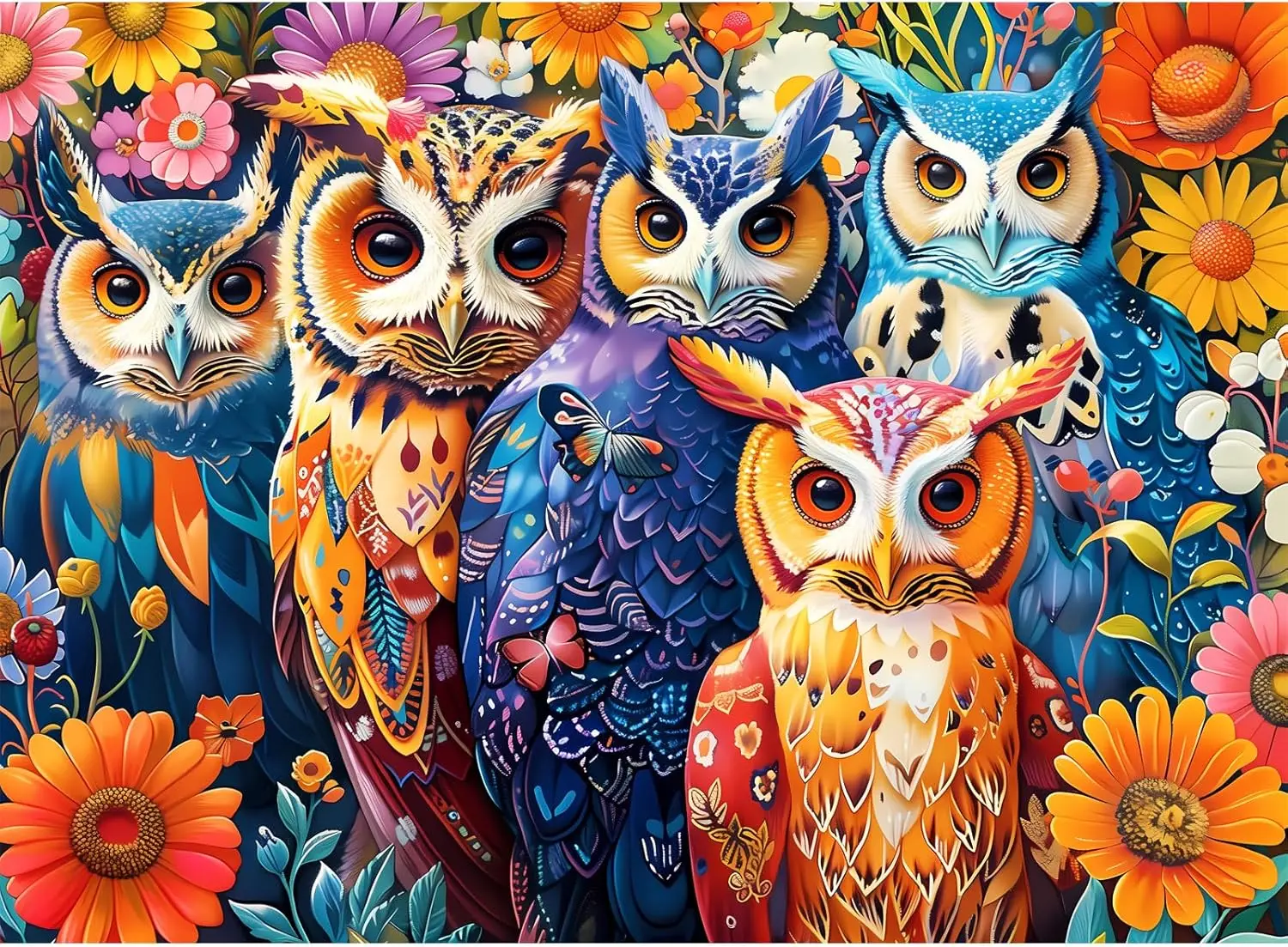 

Красочные совы, деревянные пазлы, 300/500/1000 шт., семейные забавные издания, обучающие деревянные головоломки для взрослых, игра в ночное время