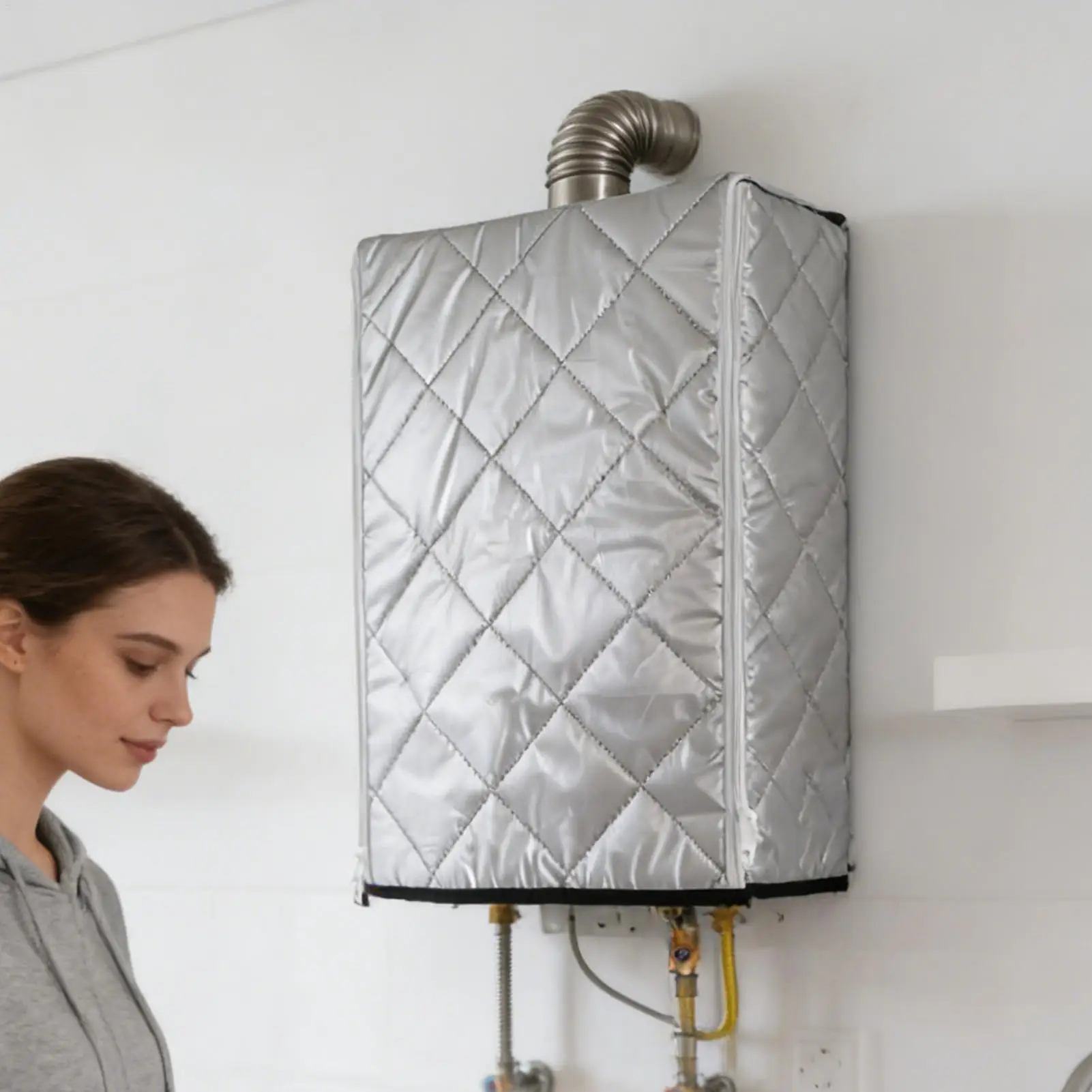 Outdoor Water Heater Cover Weatherproof Insulated Protection Jacket for Tankless Unit Freezing Rain Snow Sand Dust Winter Season