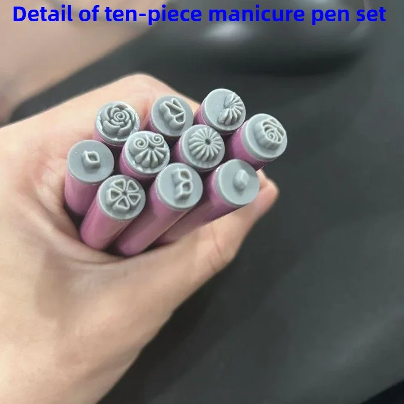 6/10PCS One Set New Nail Art Stamp Pen Set Flower Butterfly Pattern Nail Doodle Pen Nail Painting Stamp Pen Nail Art Tools