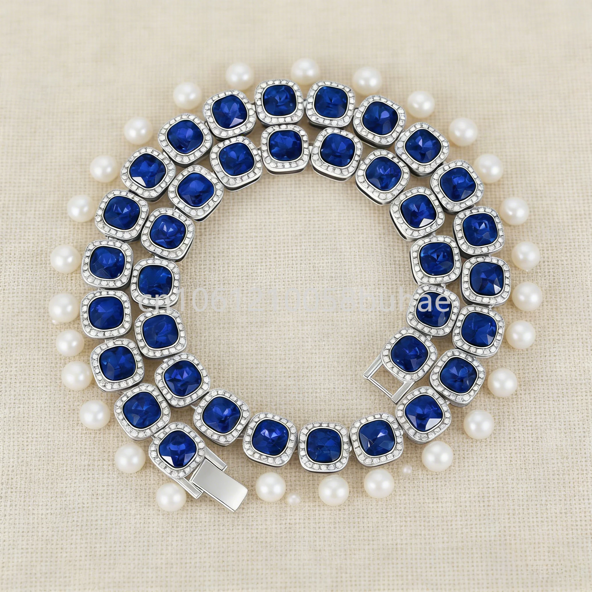 New Iced Out Bling Chain Choker Necklace Blue Zircon Rhinestones Tennis Chain Bracelets Hiphop Jewelry For Men Women
