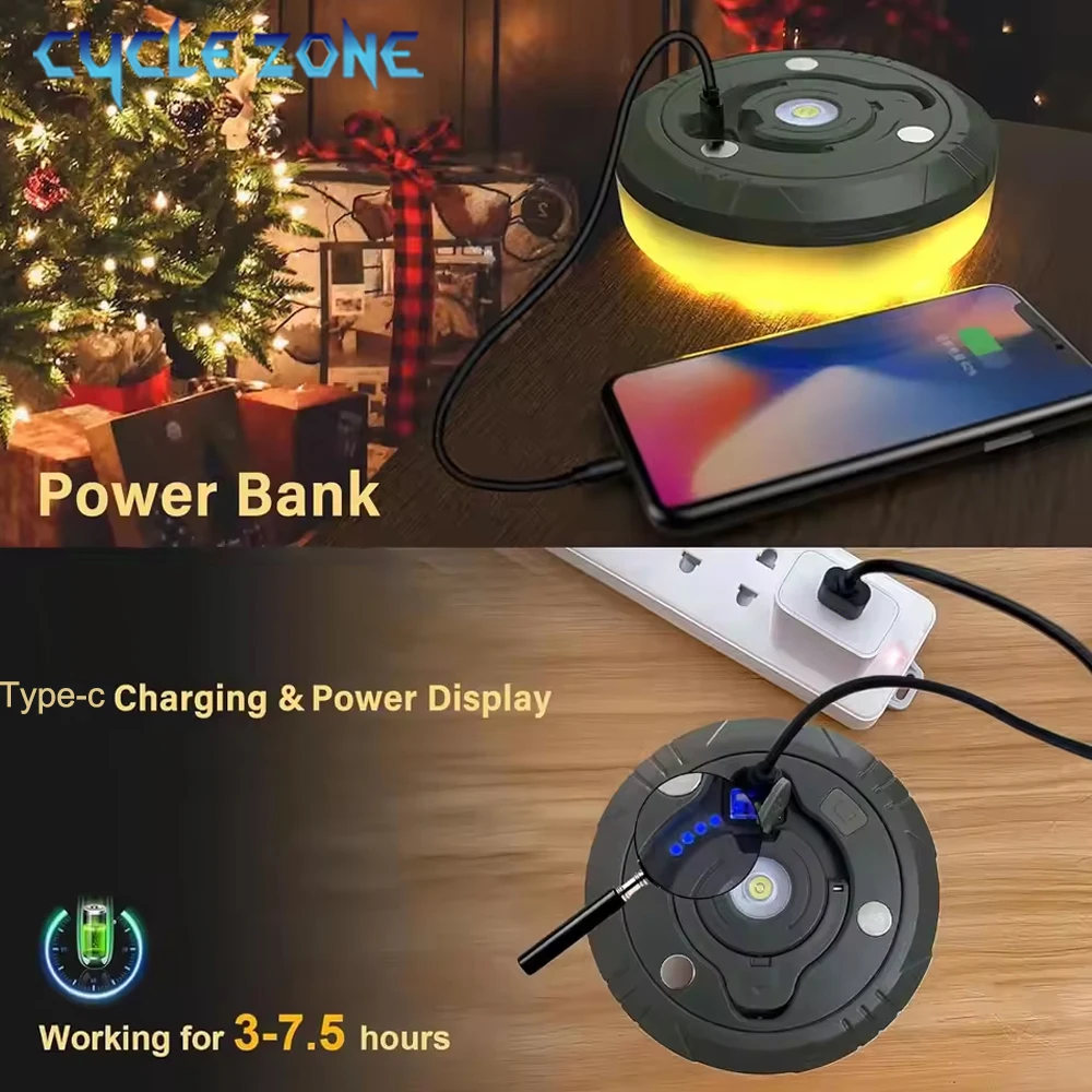 Lámpara LED de Camping con tira de carretes, luces de ambiente, cinturón de luz reciclable de 10M, lámpara de decoración de jardín al aire libre para tienda de campaña