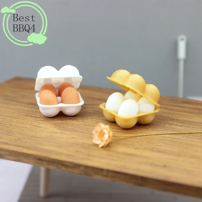 (BBQ4)Miniature Egg Tray Egg Box 1:12 Dollhouse Simulation Eggs Dollhouse Kitchen Food Decoration Toy Life Scene Accessories