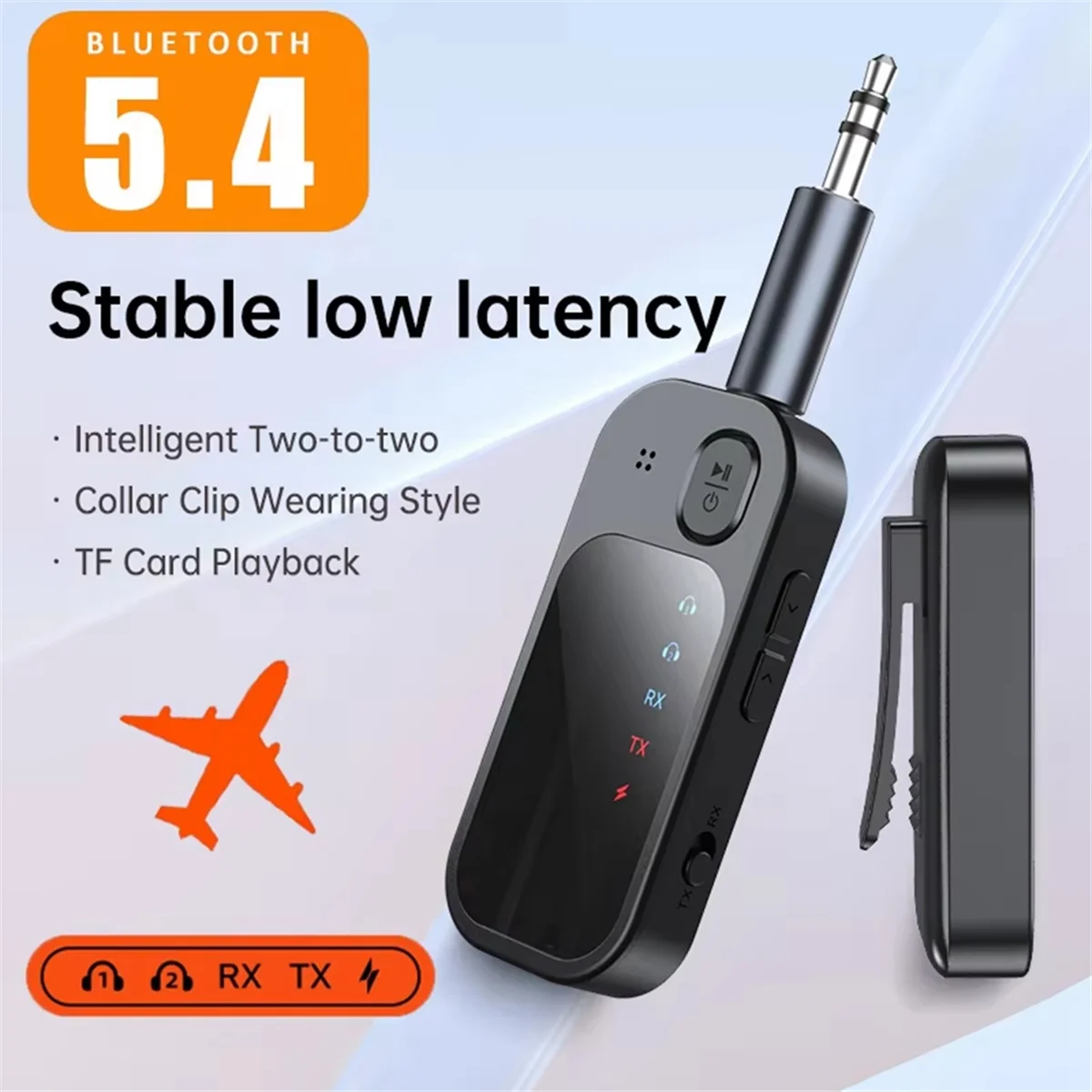 POP-lNew avion Bluetooth 5.4 émetteur récepteur 2-en-1 adaptateur Bluetooth sans fil-usage avec n'importe quel Jack 3.5MM sur le vol,