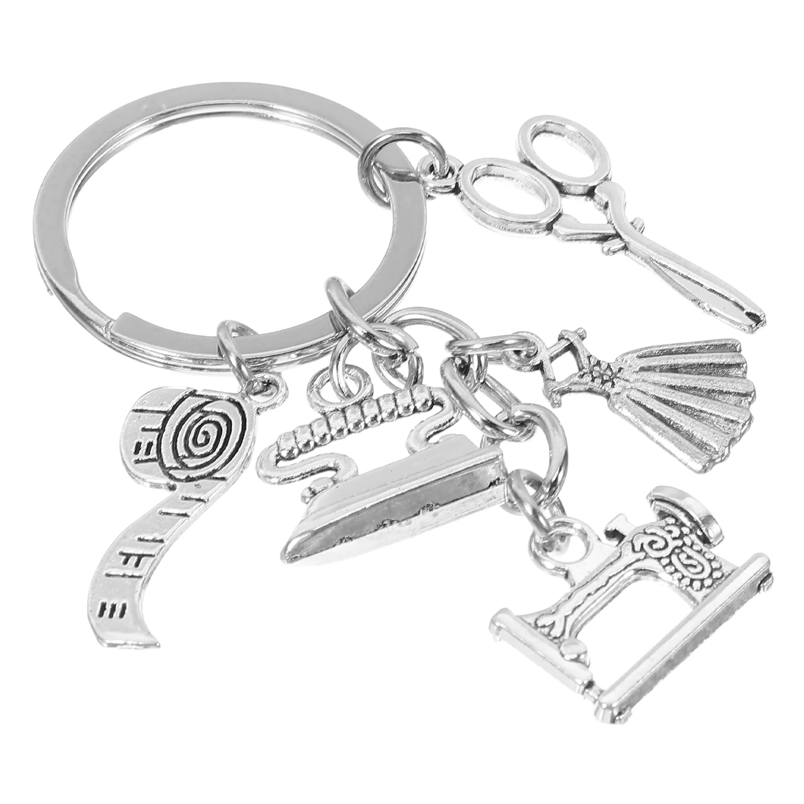 

Scissors Keychain Sewing Machine Quilting Keyring Creative Holder Ruler Alloy Pendant Tailor Themed Accessory Lightweight Strong