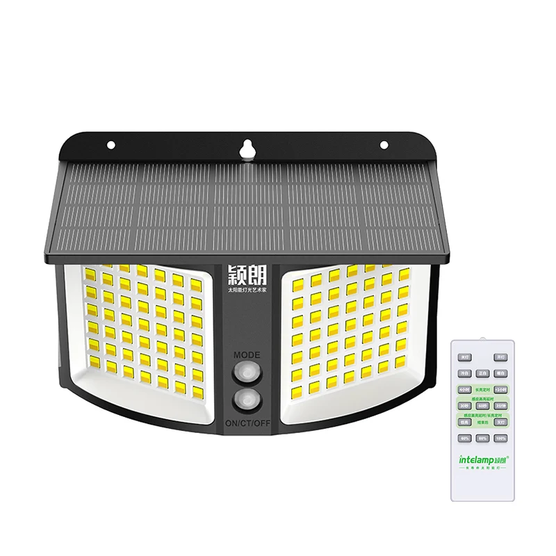 Intelamp Solarleuchten für den Außenbereich, Radar-Bewegungssensor, 3 Farben, dimmbar, IP65, wasserdicht, Solar-Straßenleuchte für Garten, Hof, Weg, Garage solar lampe led solar außenleuchte solar led