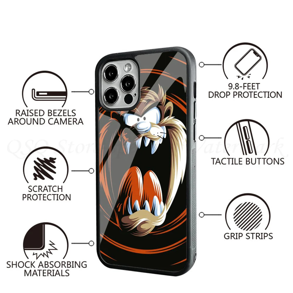 1PC-Tasmanian-Devil-Taz- Phone Case Strong Magnetic For IPhone 15 14 13 Pro Max 11 12 Mini Alex Mirror For Magsafe