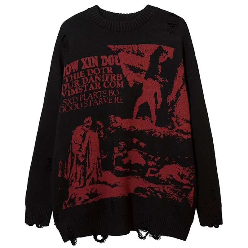 

Темный стильный трикотаж, свитер, мужская зимняя одежда, пуловер, джемпер, 2024, Y2k, новые свитера для пар, готическая винтажная уличная одежда, вязаная одежда