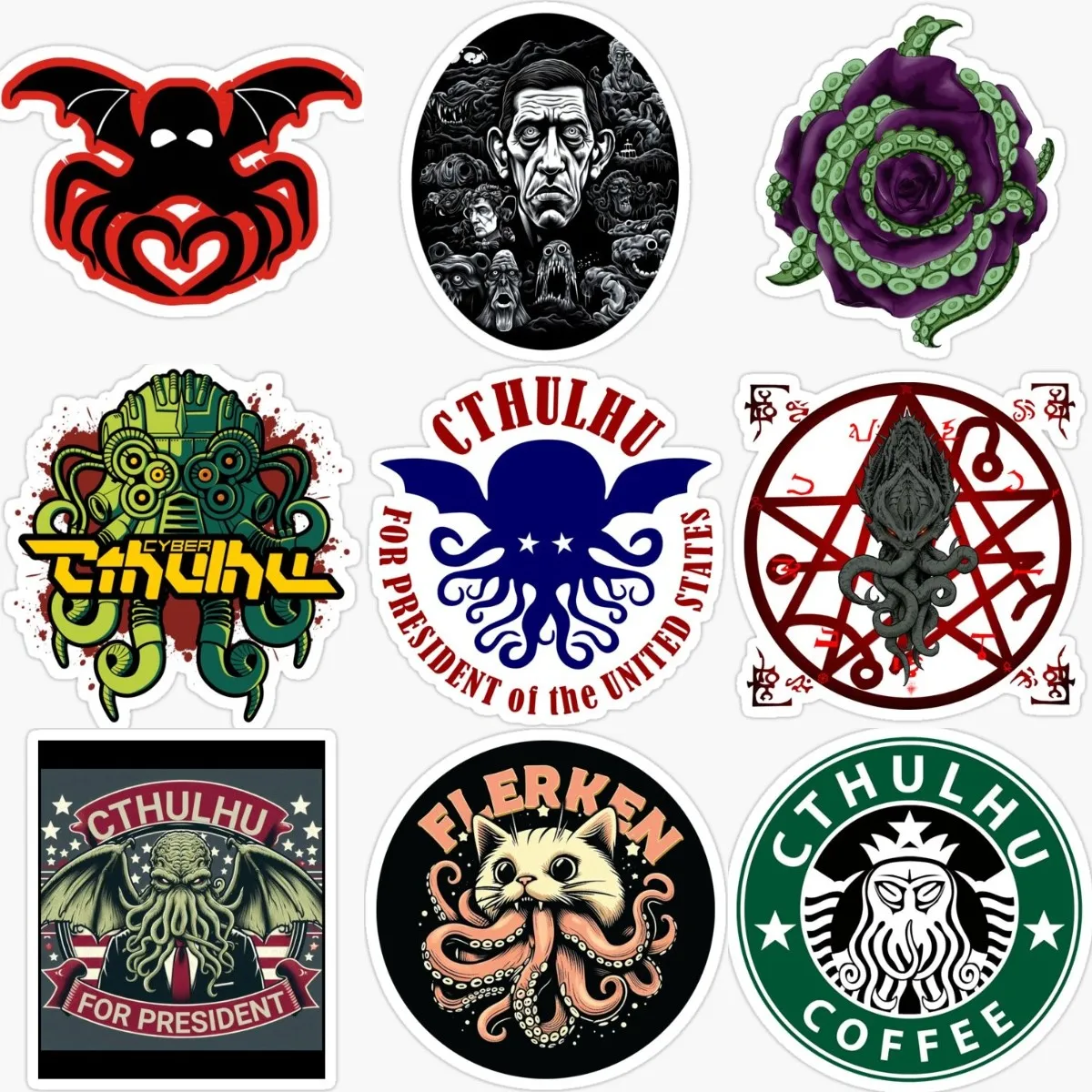 Cthulhu Great Old Ones Octopus Monster Tentacles Creative PVC Sticker for Decorate Wall Car Window Off-road Helmet Bumper Decal