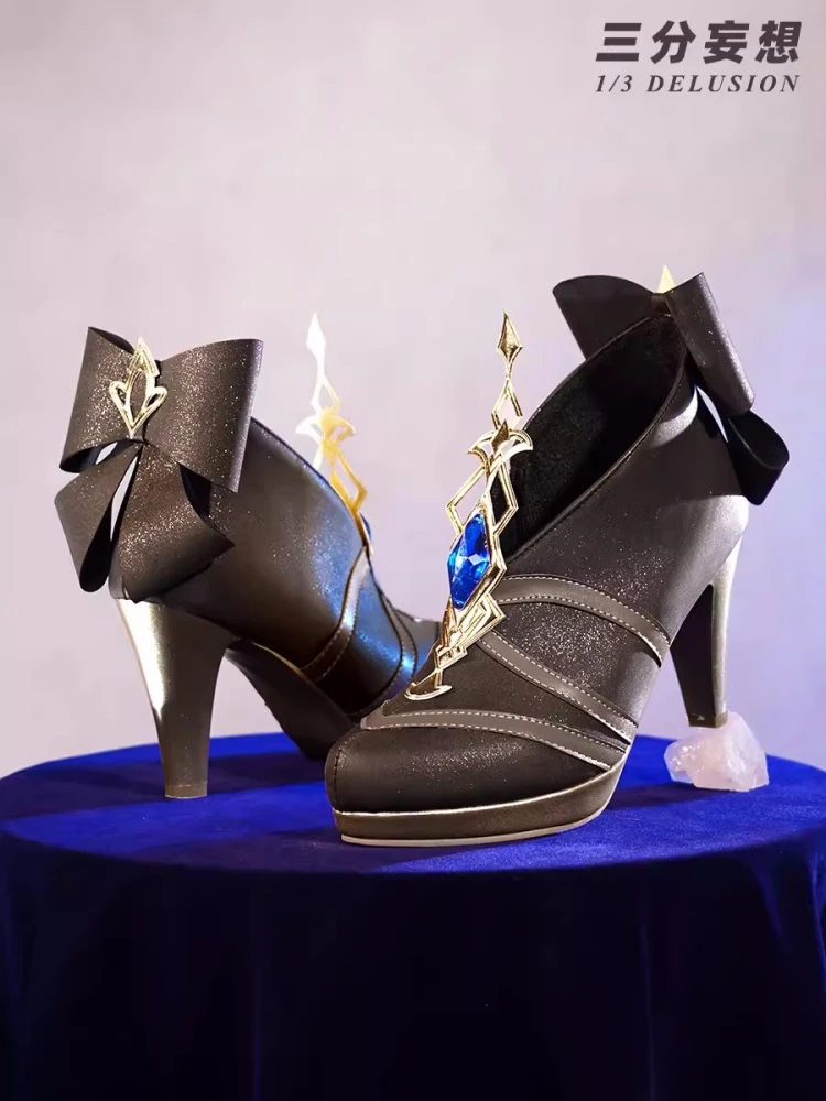 Navia cosplay sapatos amine jogo genshin impacto role play carnaval feminino traje festa navia sapatos de salto alto 2025 novo