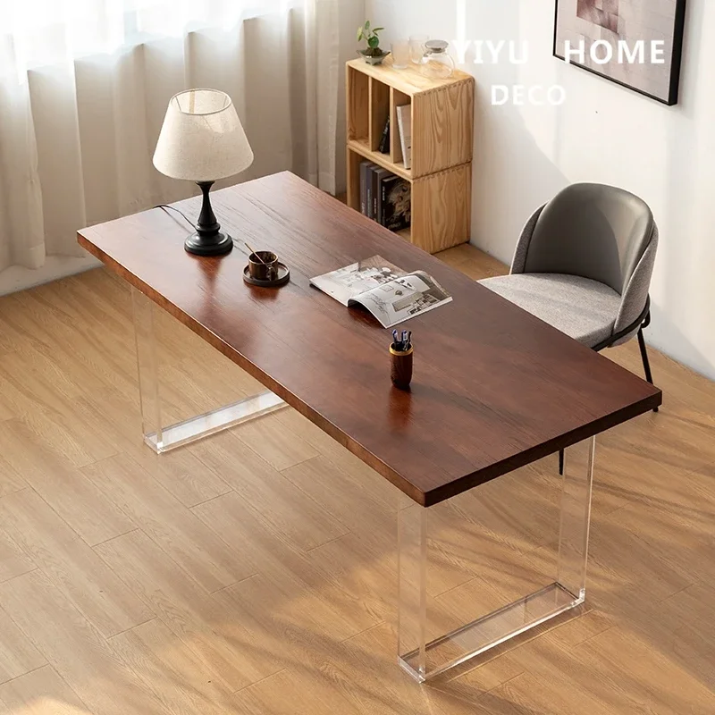 

Simple Home Solid Wood Office Desk Acrylic Leg Desktop Computer Desk Bedroom Students Study Write Table Mesa Furniture Modern