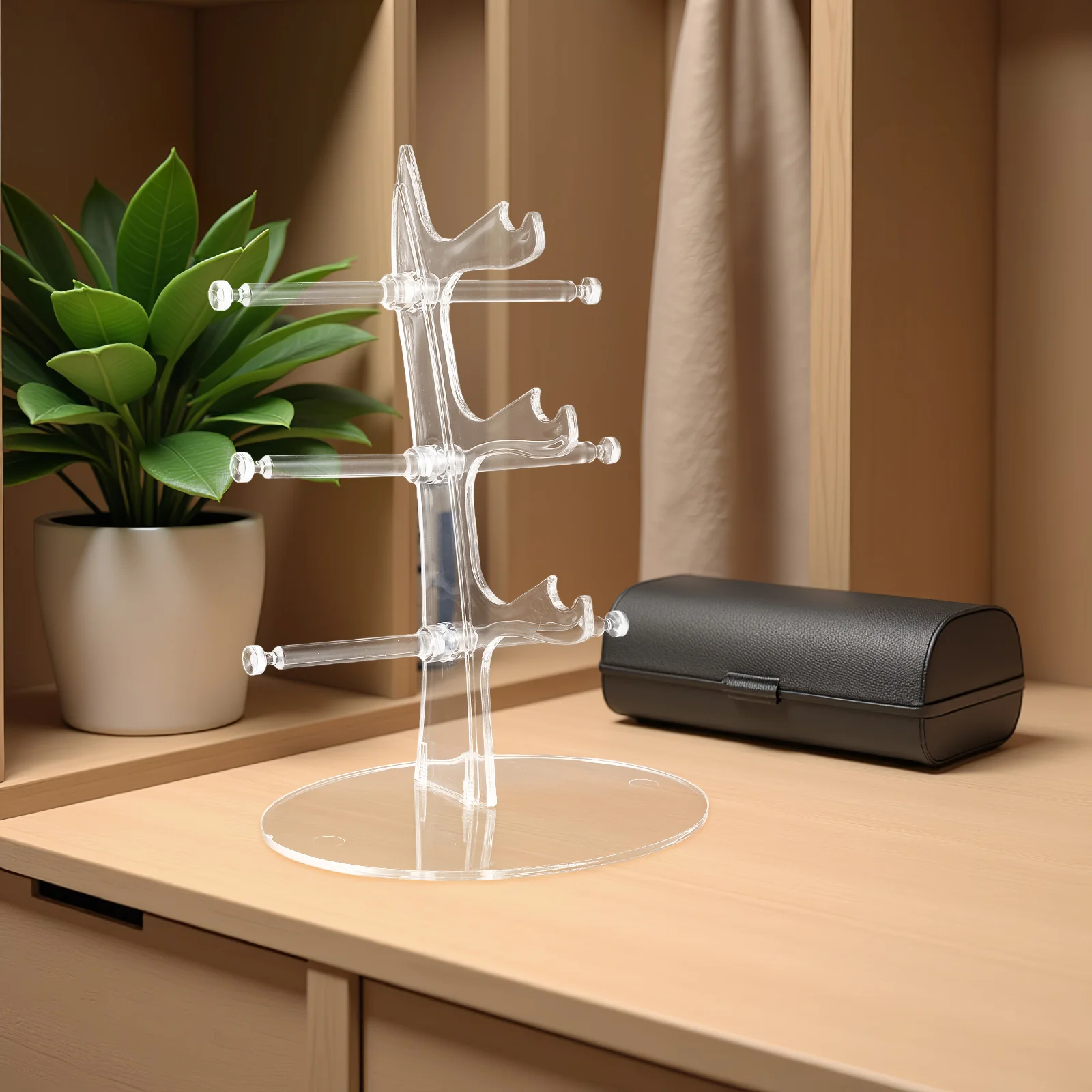 

Glasses Display Stand Eyeglasses Organizer 3 Pairs Storage Rack Desktop Decorative Plastic Material Office Use