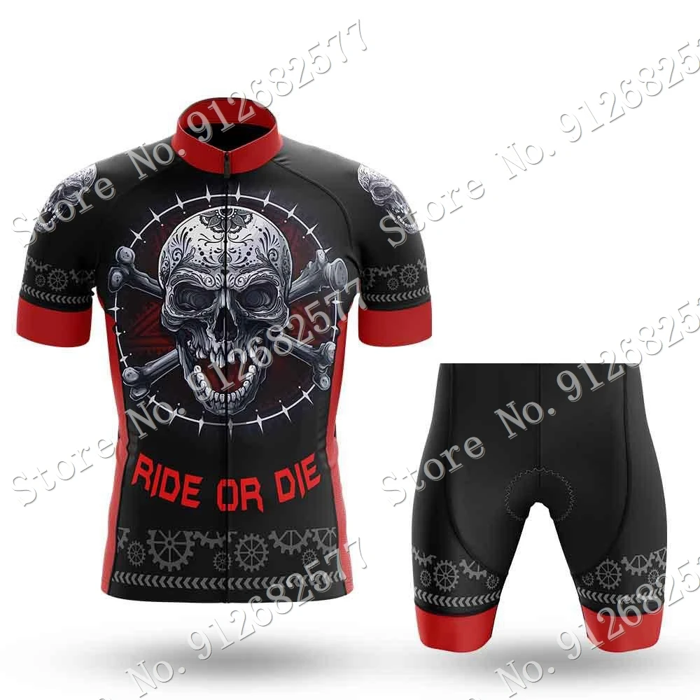 2026 Ride Or Die Cycling Jersey Set Summer Skull Cycling Clothing Road Bike Shirts Suit Bicycle Bib Shorts MTB Wear Ropa