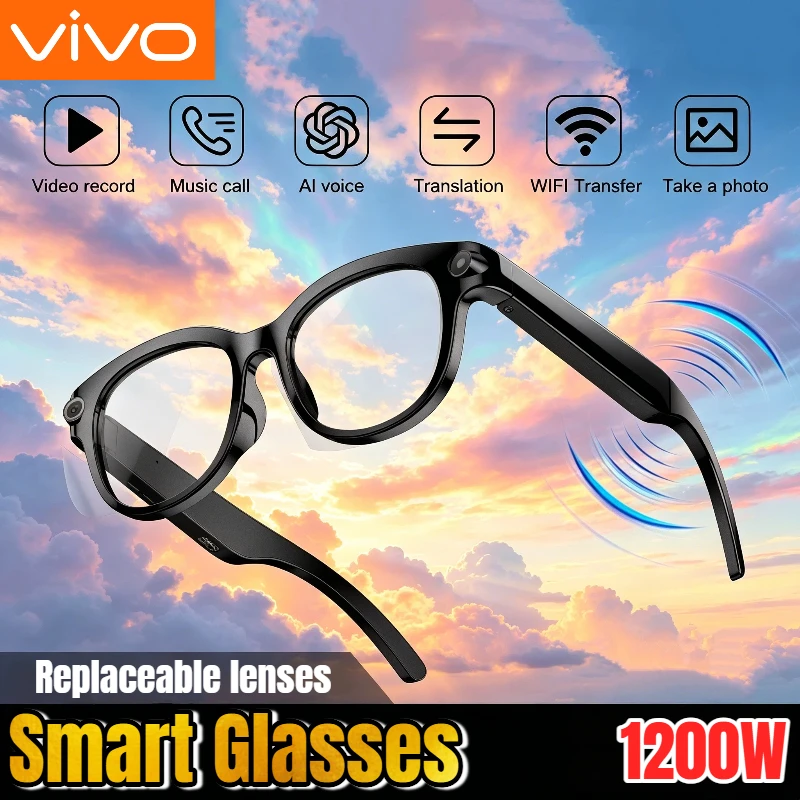 VIVO Al Smart Glasses 8K HD Camera Multifunctional Shooting Image BluetoothCall Recording Music Translation Smart Sunglasses