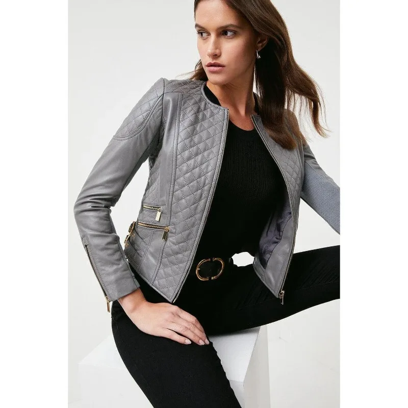 

Women's Grey Leather Jacket | Casual and Party Wear Leather Jacket Fashion Trends