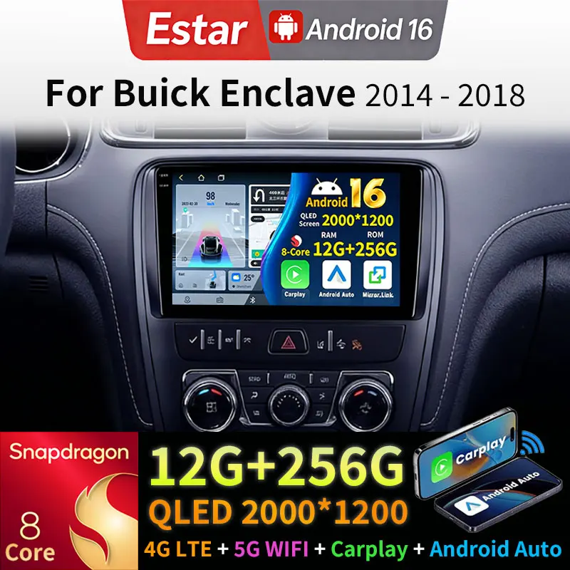 Android 16 Carplay For Buick Enclave 2014 - 2018 DSP 360 Camera Video Player Auto BT Navi Car Intelligent Systems GPS 4G LTE RDS