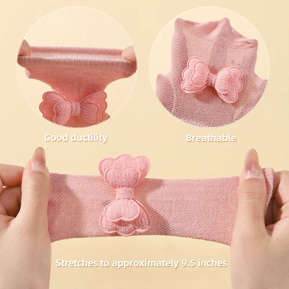 1 Set Bae Soft Socks Headband Solid Cotton Girls Breathable Socks Cute Bows for Infant Little Girl Clothing Accessories 0-1Y