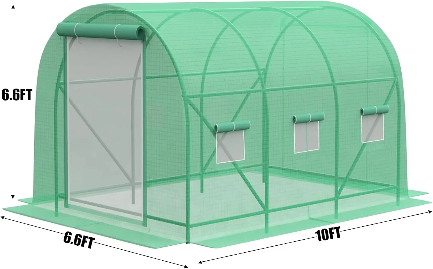 10×7×7 FT Greenhouses for Outdoors Heavy Duty, Large Walk in Green Houses for Outside with 6 Ventilated Mesh Windows & Roll-up