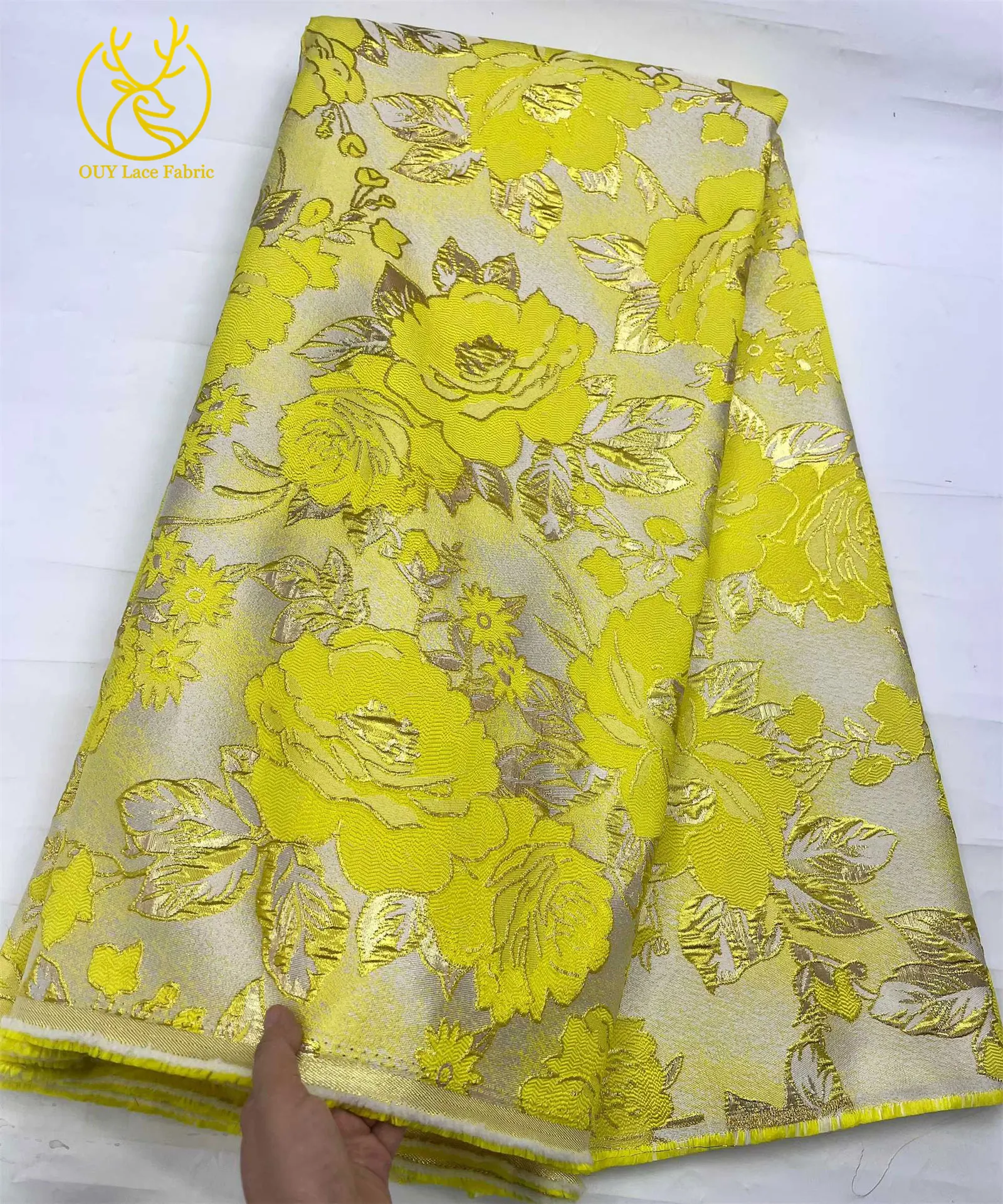 Großhandel afrikanischer Jacquard-Spitzenstoff 2026 Hochwertiger nigerianischer Spitzenstoff Damen-Partykleid-Nähmaterial 5 Yards – Detail 12