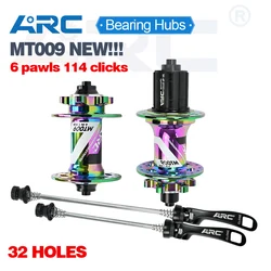 ARC MT009 전면/후면 6 폴 허브 10x135 12x142 알루미늄 합금 6 베어링 디스크 브레이크 MTB 허브 HG MS XD 8 9 10 11 12 속도 32H