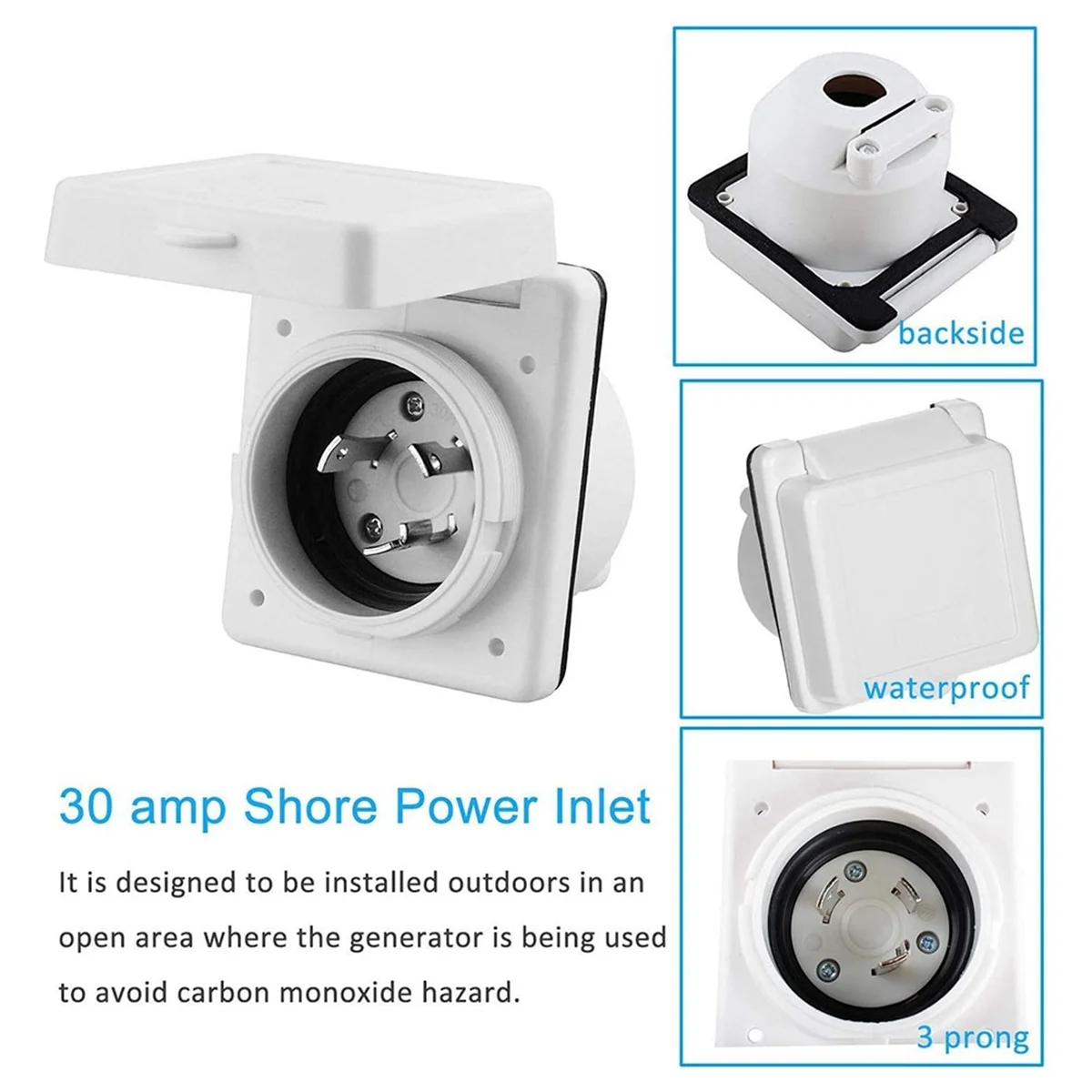 

B49C30AMP RV Power Inlet Outlet Shore Power Kit W/Boot Cord Protector 125V NEMA L5-30P L5-30R Male Female Connector Plug