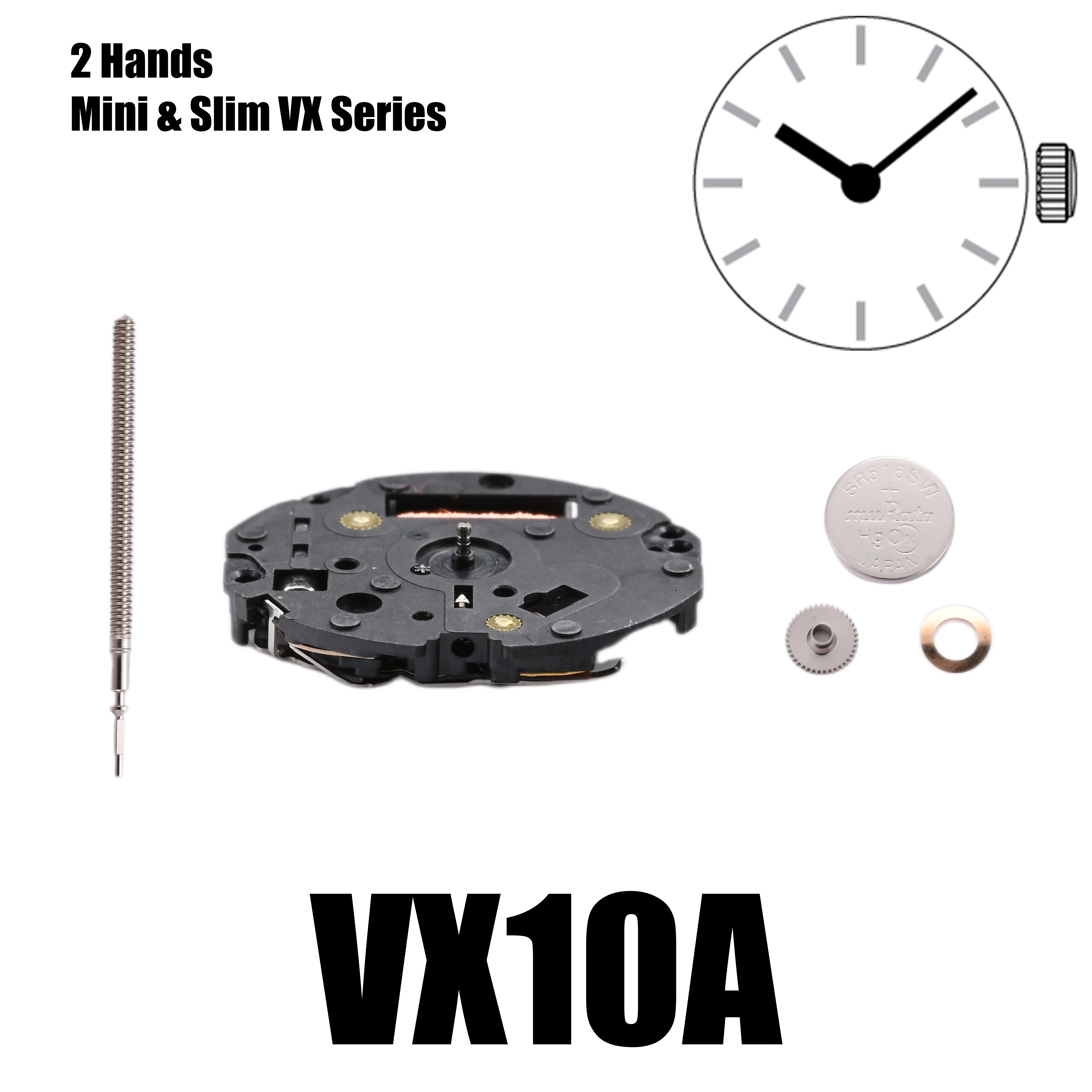 سلسلة حركة صغيرة ونحيفة ، حركة كوارتز ، 3 أيدي ، VX10 ، VX10A ، مقاس 6 "، x 8"