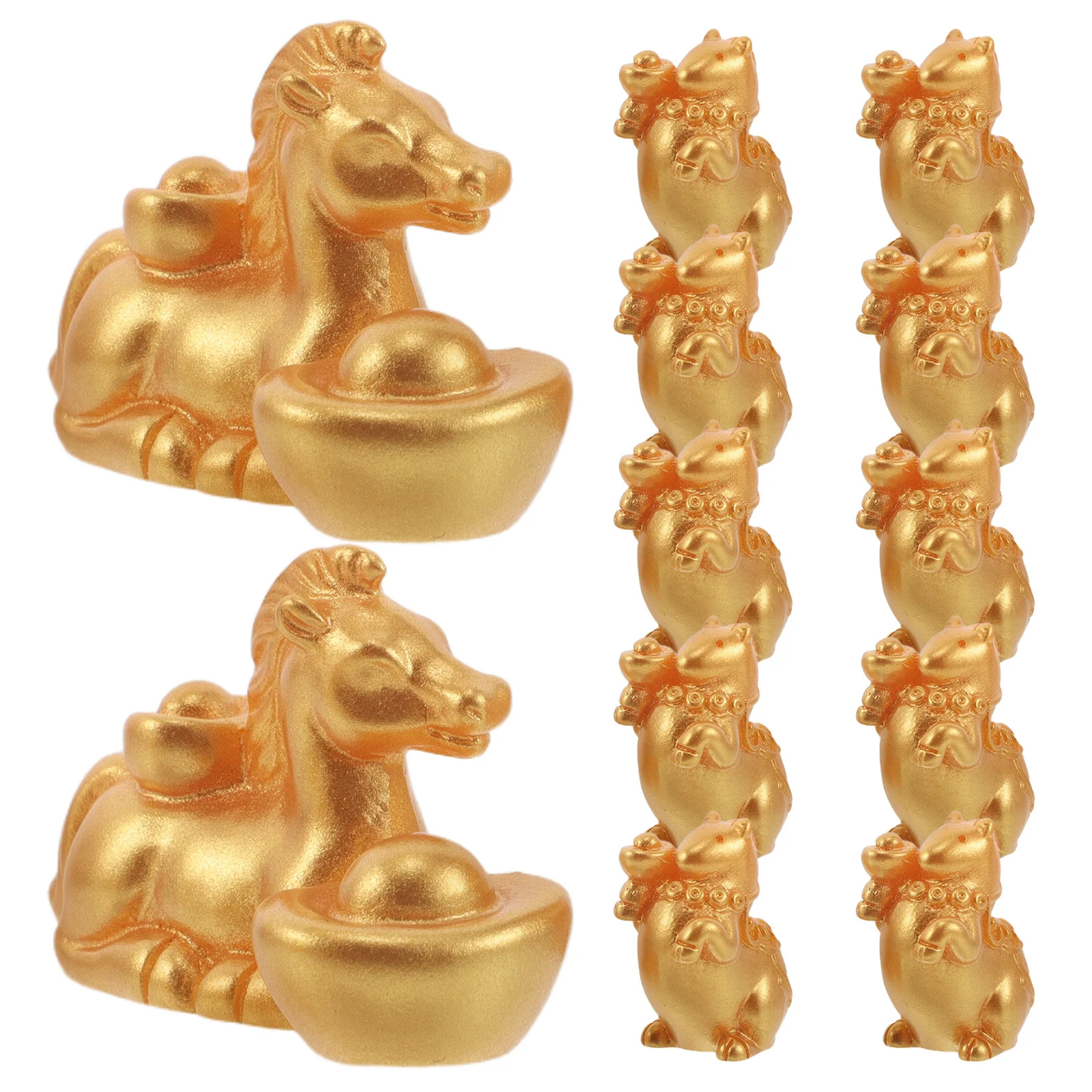 

30Pcs Yuan Bao Horse Decor Resin Craft, Lunar New Year Miniature Animals for Home Office Feng Shui Decoration