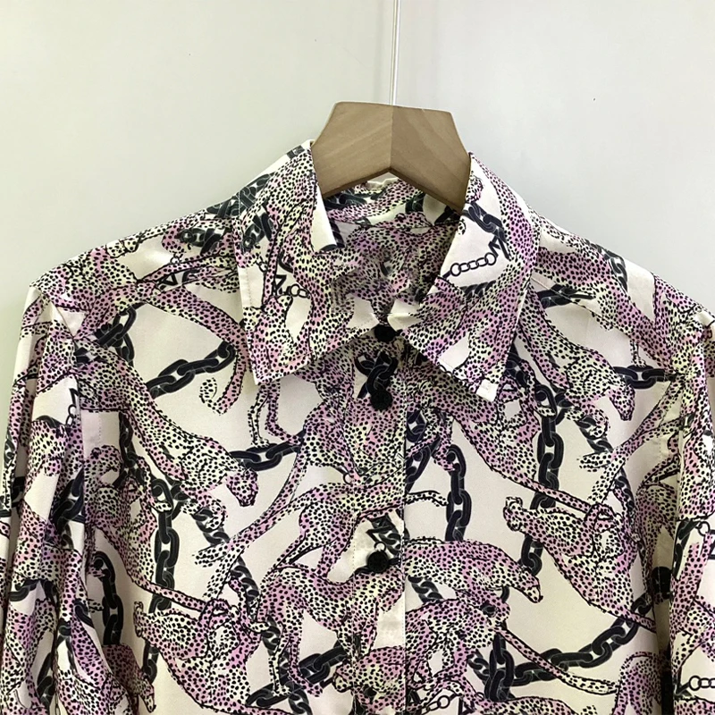 Zadig Vrouwen Zwarte Jurk Mode Zomer Korte Mouw Lange Gewaad Vrouwelijke Chic Print Keten Bloem Luipaard Zijden Shirt Casual Dame Gewaad