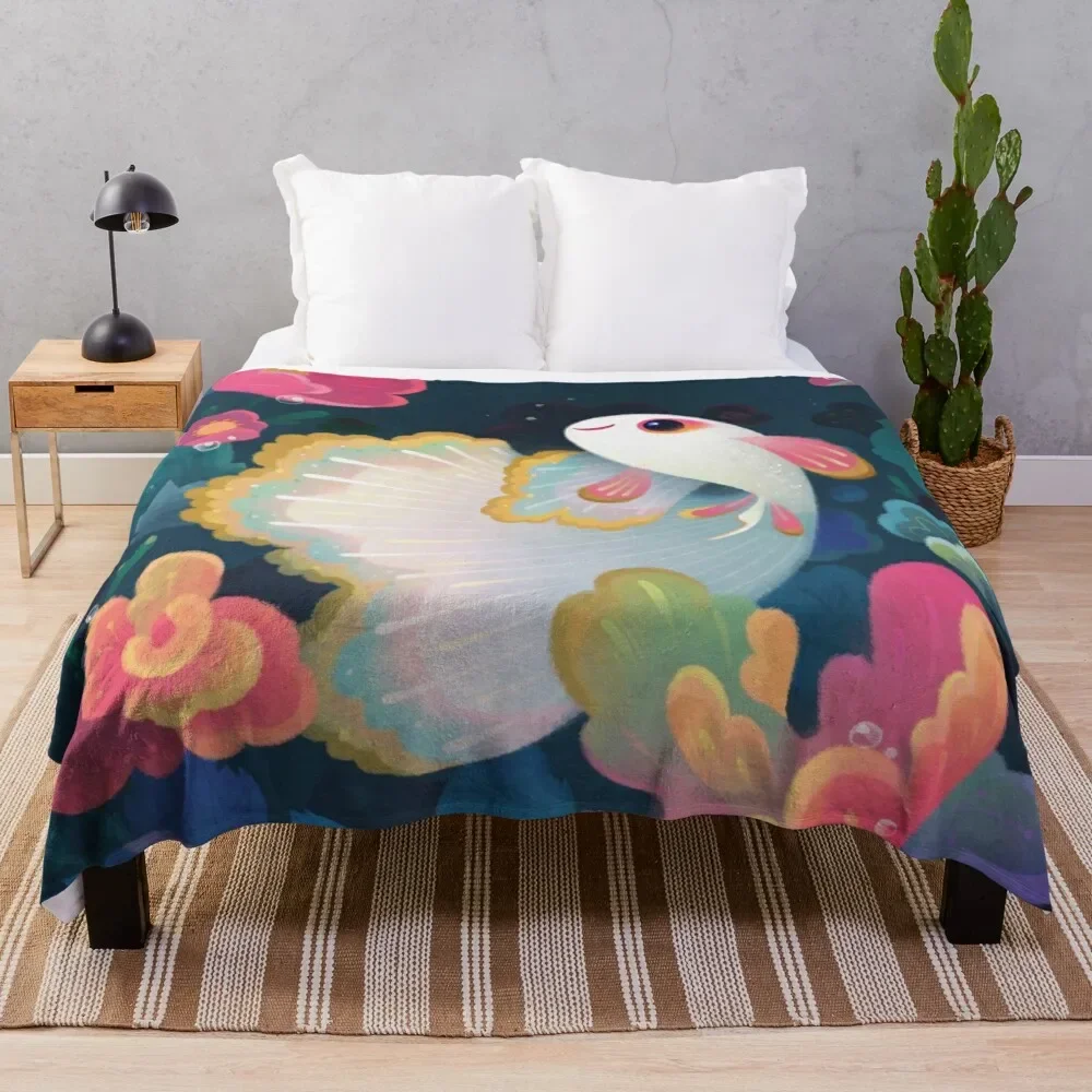 

Flower guppy Throw Blanket For Sofa Thin Plaid Blankets