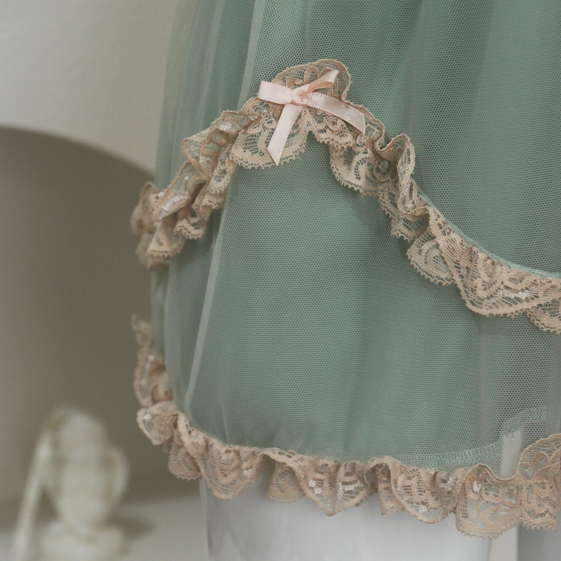 Women's Sexy Bathrobe Set Mesh Solid Lingerie Lace Ladies 2 Pcs Nightdress and Robe V Neck Backless Nighty for Female Sleepwear