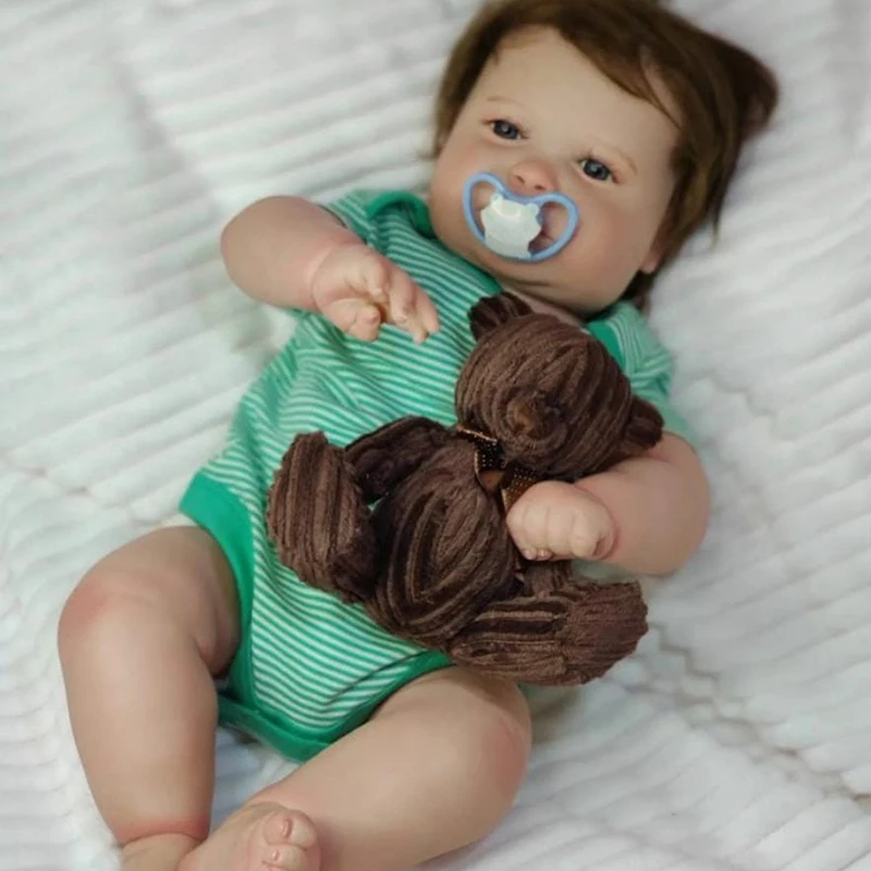 

60CM Reborn Doll 100% Handmade Reborn Toddler Baby Boy Awake Doll Mutiple Layers Painting with Visible Veins Doll Gift