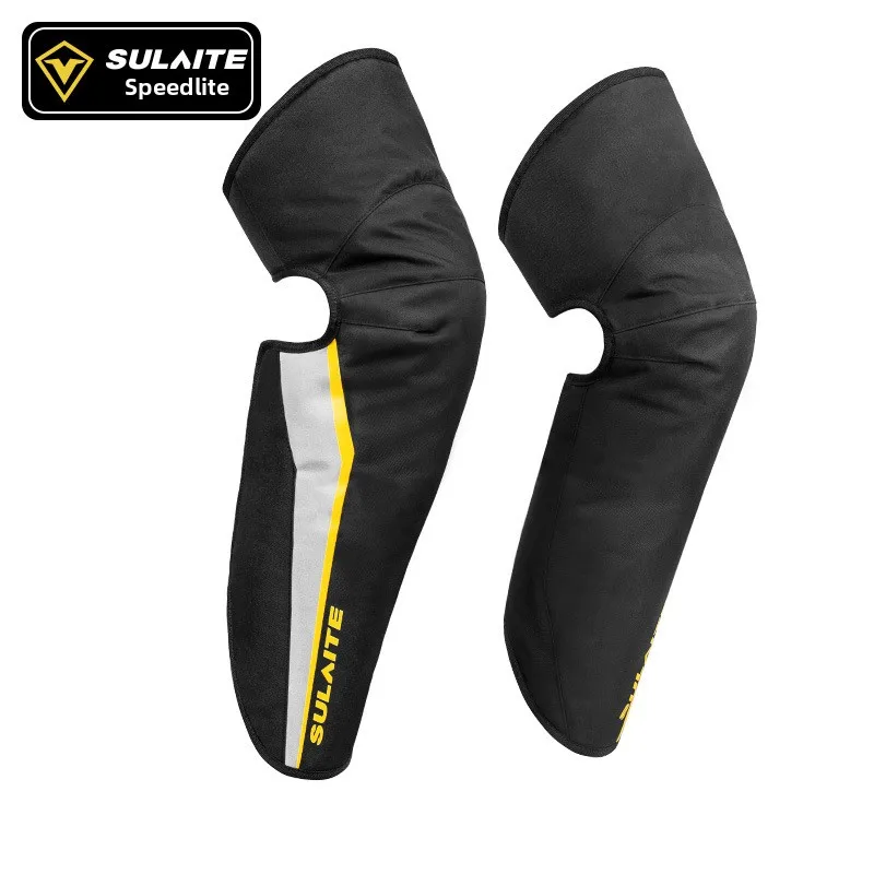 SULAITE Motorcycle Knee Pads Winter Warm Riding Knee Sleeves Reflective Detail Comfortable Fit Outdoor Moto Gear Black Yellow