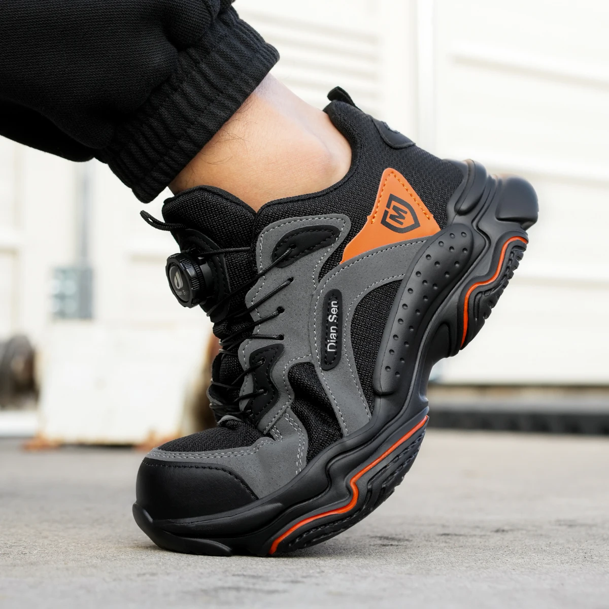 Men's Steel Toe Safety Shoes Anti-Smash Anti-Puncture Lightweight Breathable Protective Work Footwear for Construction Warehouse