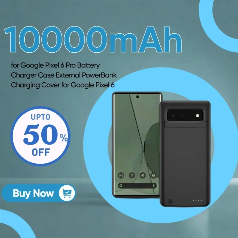 

New 10000mAh Power Case for Google Pixel 6 Pro Battery Charger Case External PowerBank Charging Cover for Google Pixel 6