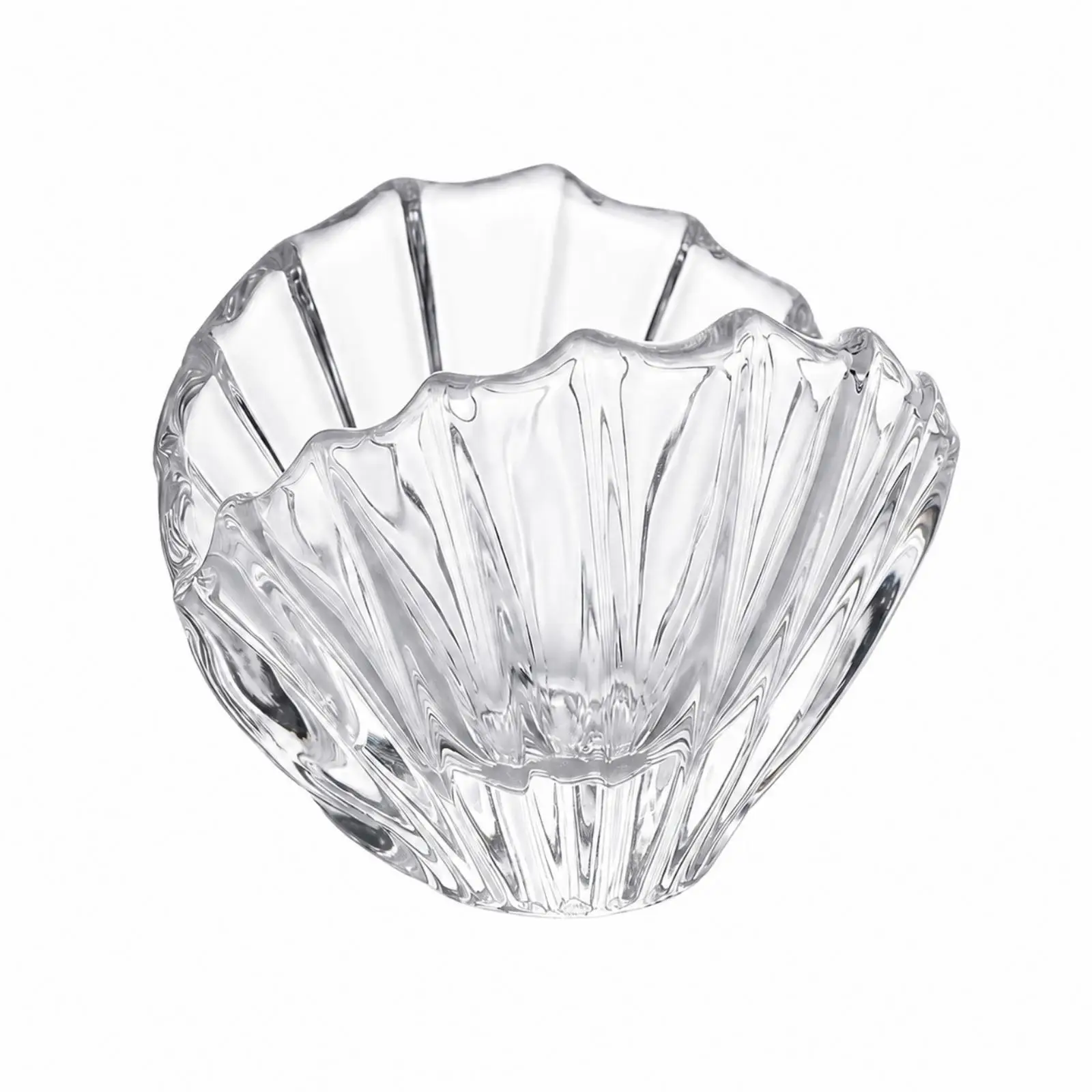 Elegant Glass Shell Candle Holder Fluted Design Multi Size Opening for Tealights and Pillar Candles Decor