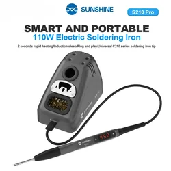 SUNSHINE S210 Pro Smart Portable Soldering Iron LED LCD Display 100-450℃ Free Temperature Control for Mobile Phone PCB Repair