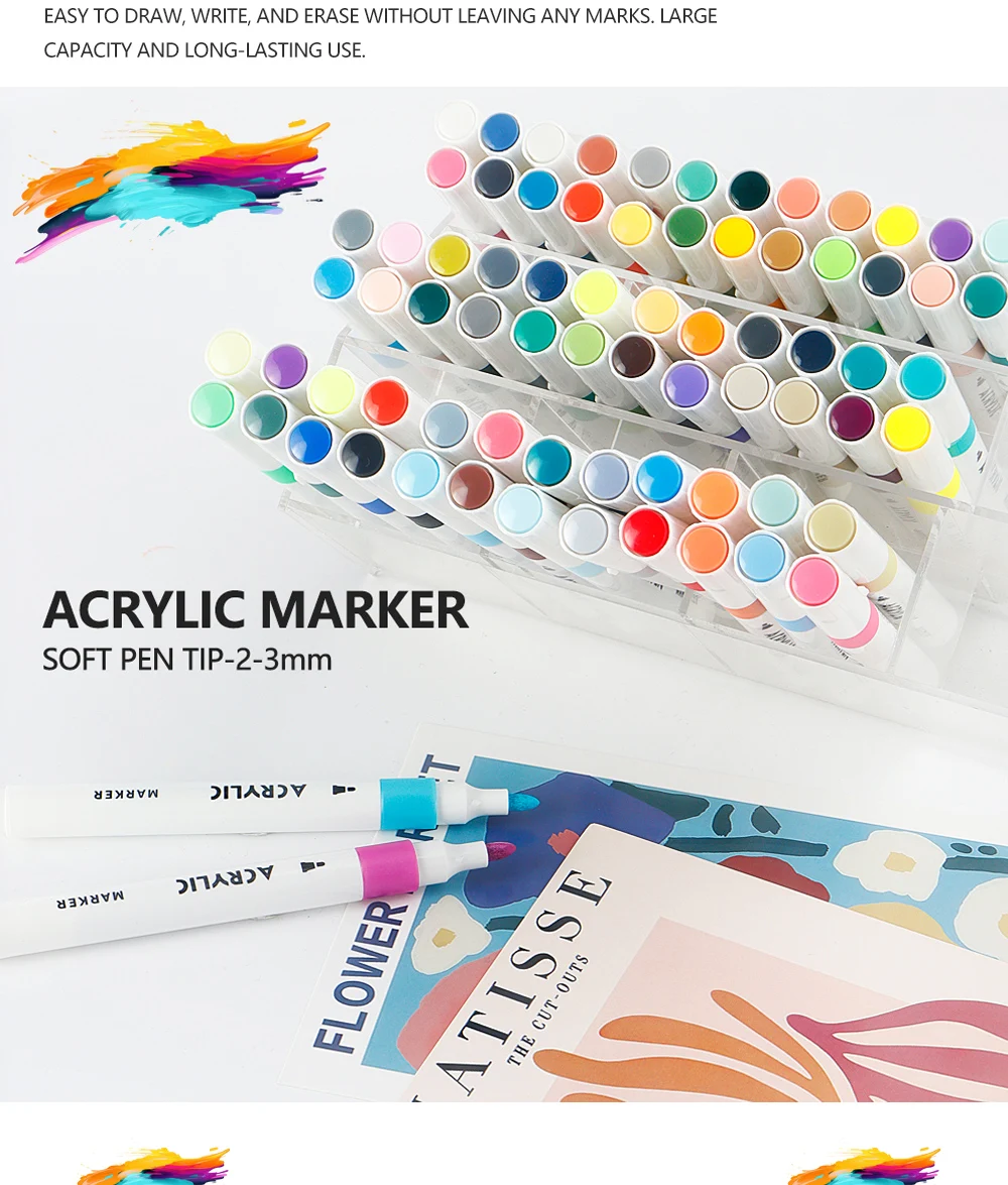 Kunstmarker mit 12–120 Farben, Hartspitze, Acrylmarker zum Malen, Zeichnen, DIY, CD-Becher für Studenten, Anfänger, Kunst, Schulbedarf – Detail 2