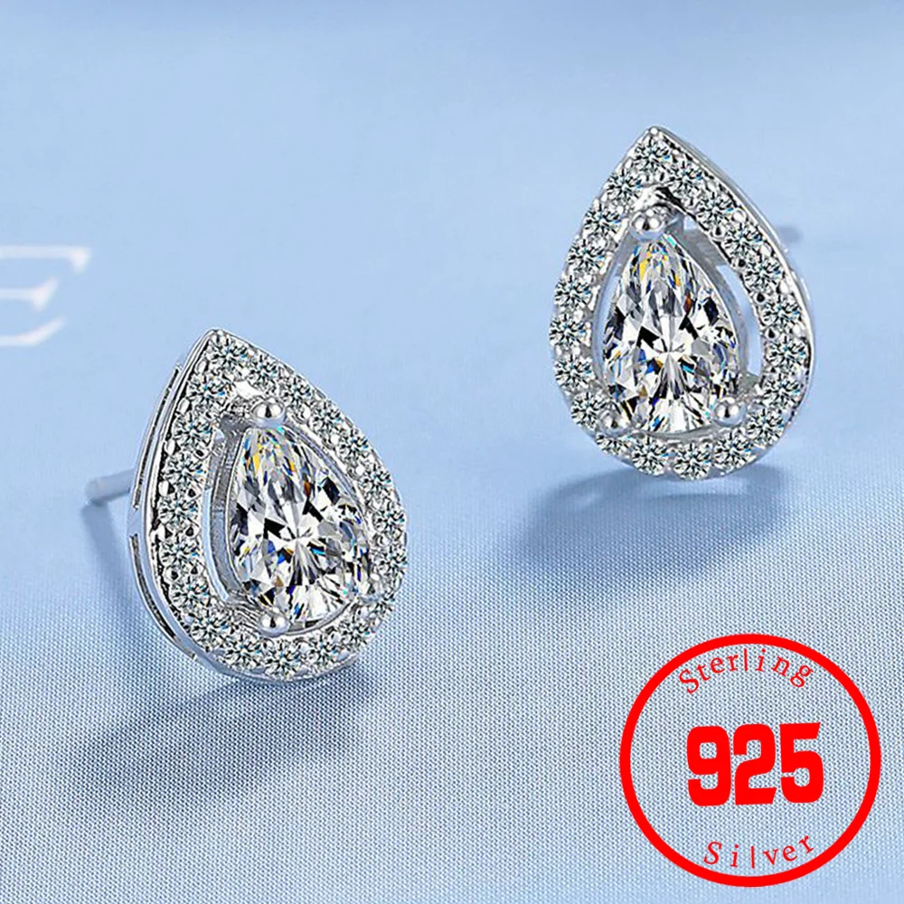 10K Gold Post 5/2/1.2ct Pear Cut Moissanite Stud Earrings Anti-allergy Eearrings For Women Jewelry Wholesale