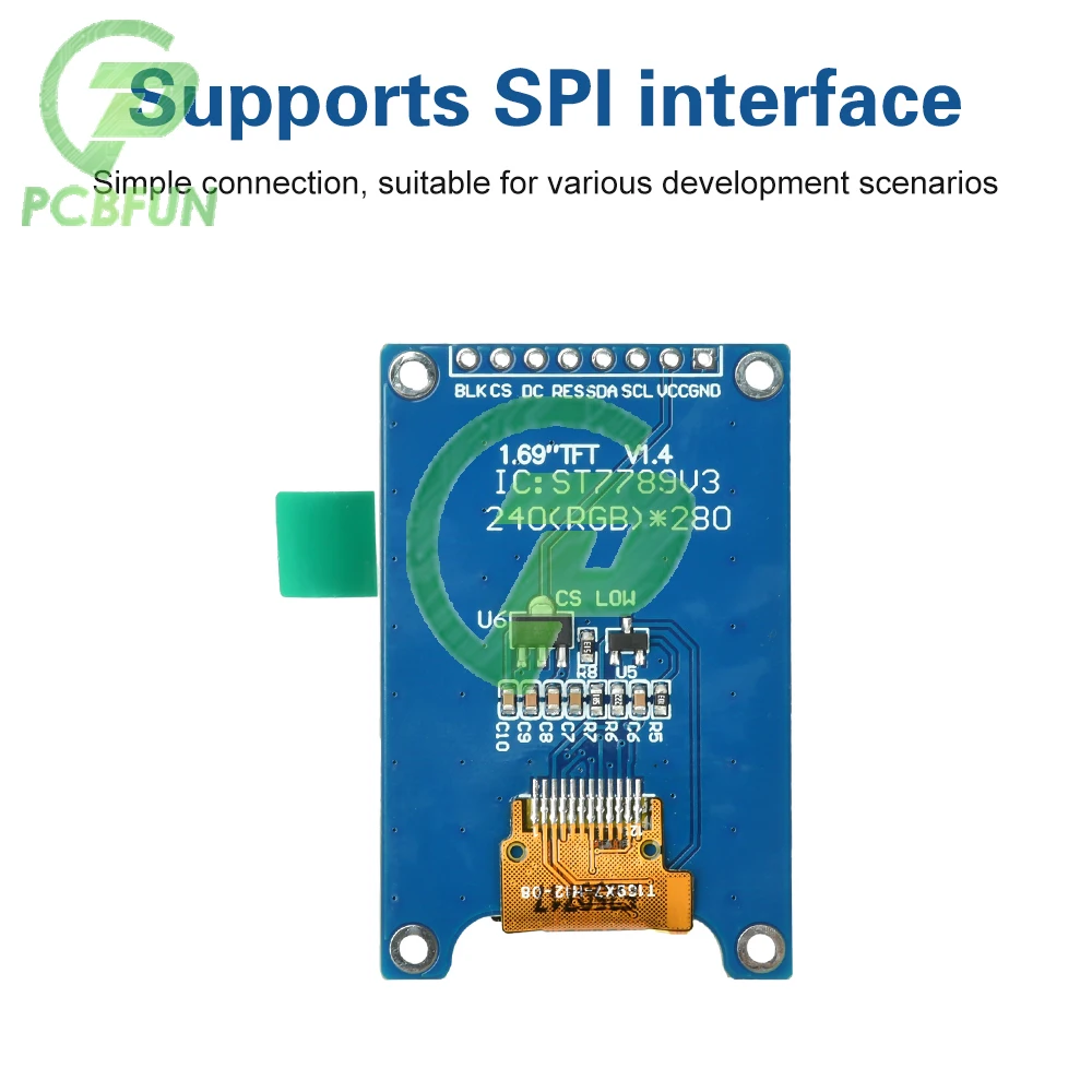 8 pin 1.69 Inch TFT Display Module HD IPS LCD LED Screen 240X280 SPI Interface ST7789 Controller Electronic Kit For Arduino